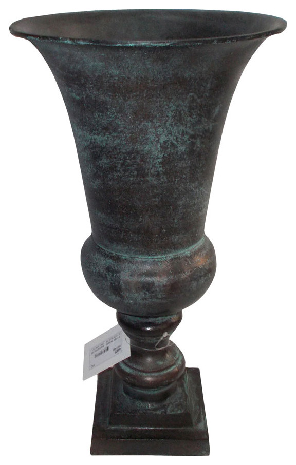 Metal Urn Vase D9.5x17", Patina Traditional Vases by Fantastic