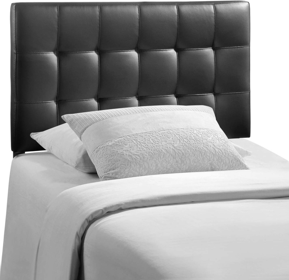 Lily Twin Upholstered Vinyl Headboard, Black Transitional