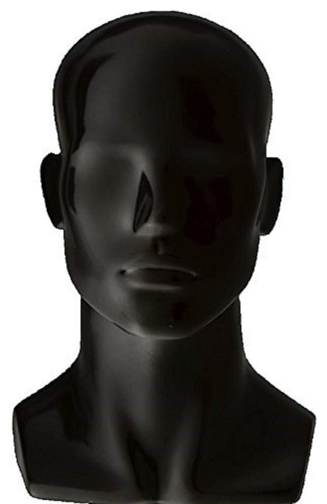 Plastic Black Male Mannequin Head 16 Tall #M-BK