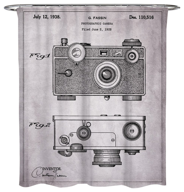 Oliver Gal Fassin Camera 1938 Gray Shower Curtain 71 X74 Industrial Shower Curtains By The Oliver Gal Artist Co Houzz