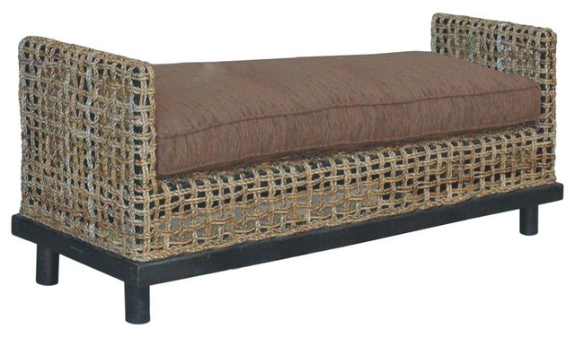 Dimitrio Woven Abaca Double Backless Bench w Seat Cushion