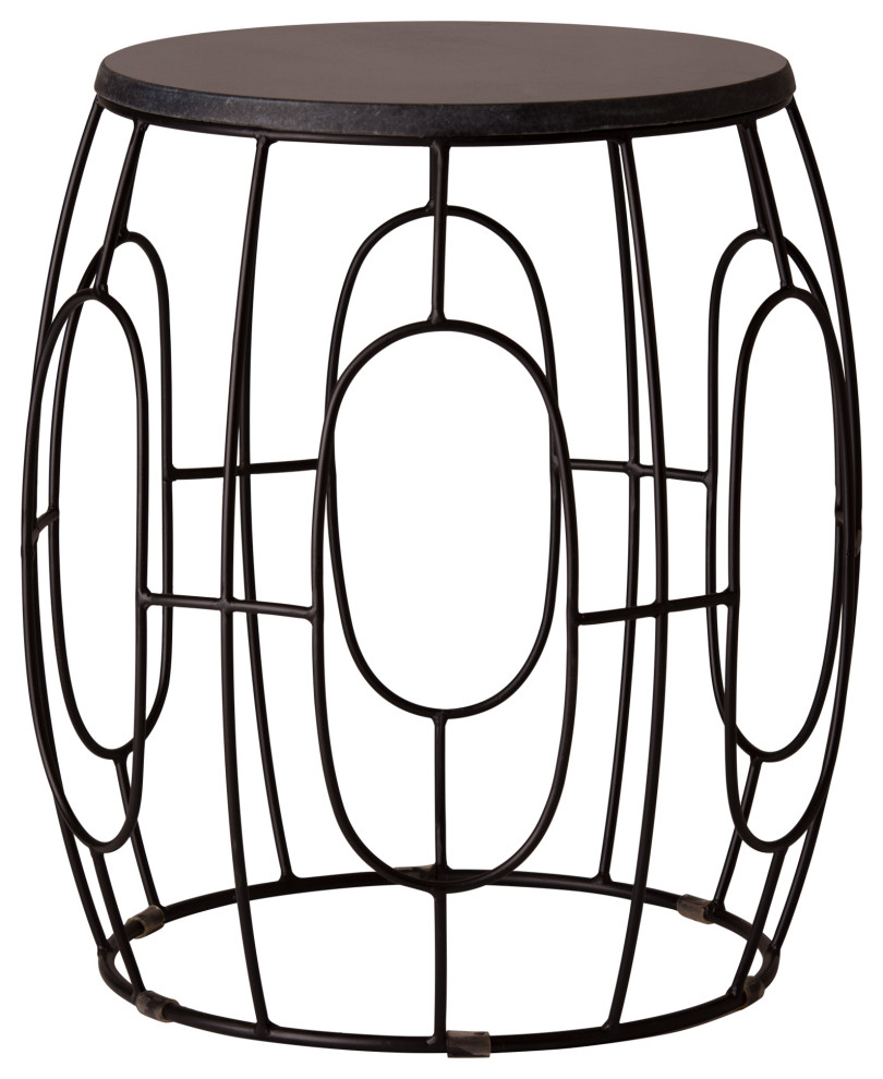 19 in. Oto Black Wrought Iron Accent Table Industrial Side Tables