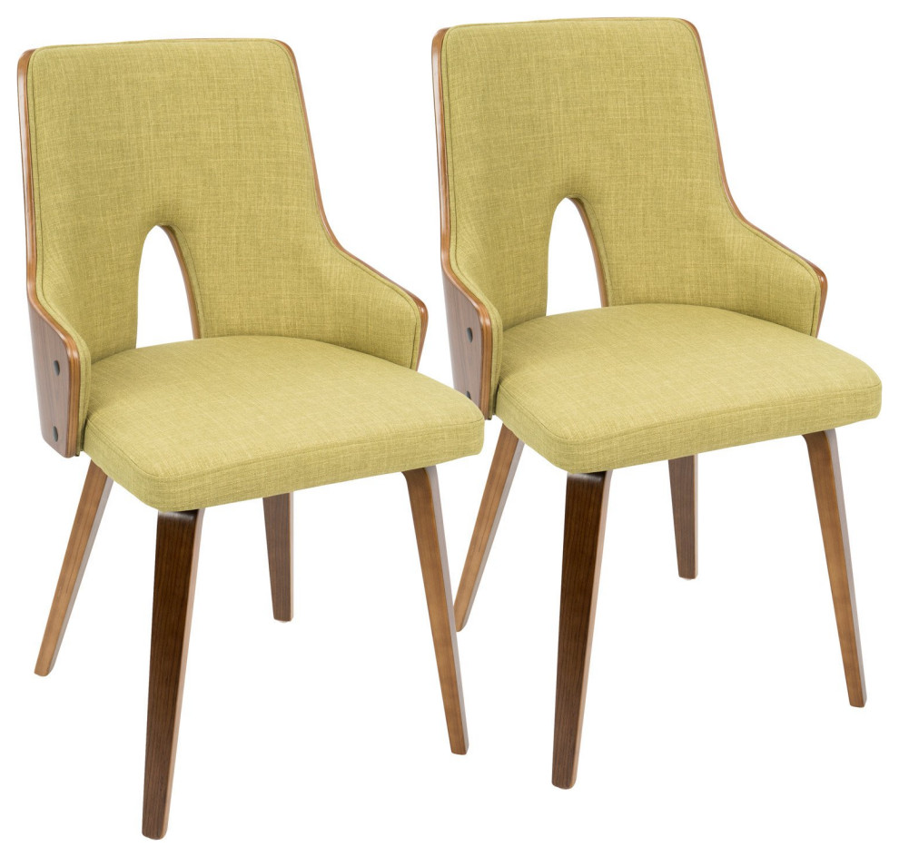 Set of 2 Retro Modern Dining Chair, Bentwood Frame With Cushioned Seat ...