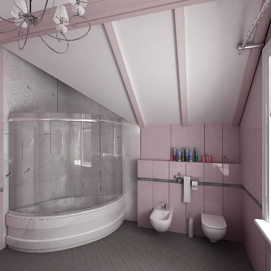 Дизайн-проект ванной в стиле "Шале".