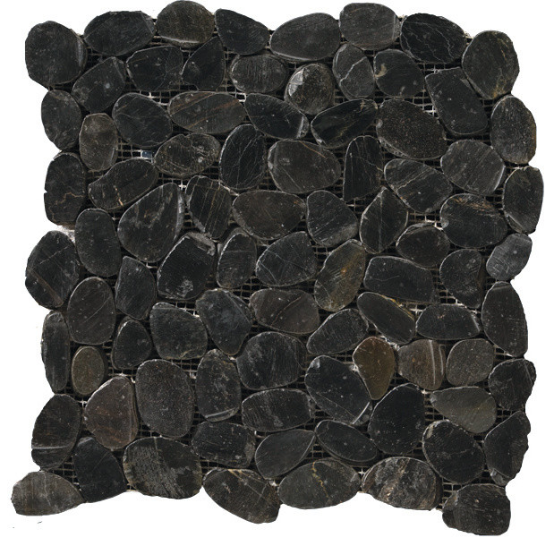 Rivera Pebbles Black 12x12 Pebbles Mosaic Tile Set Of 10 Beach