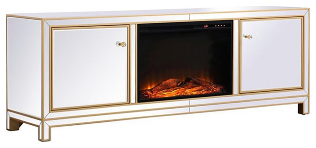 Elegant Decor Reflexion TV Stand for TVs up to 65" with Wood Fireplace ...