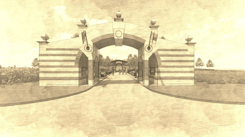 Entrance in small hotel complex