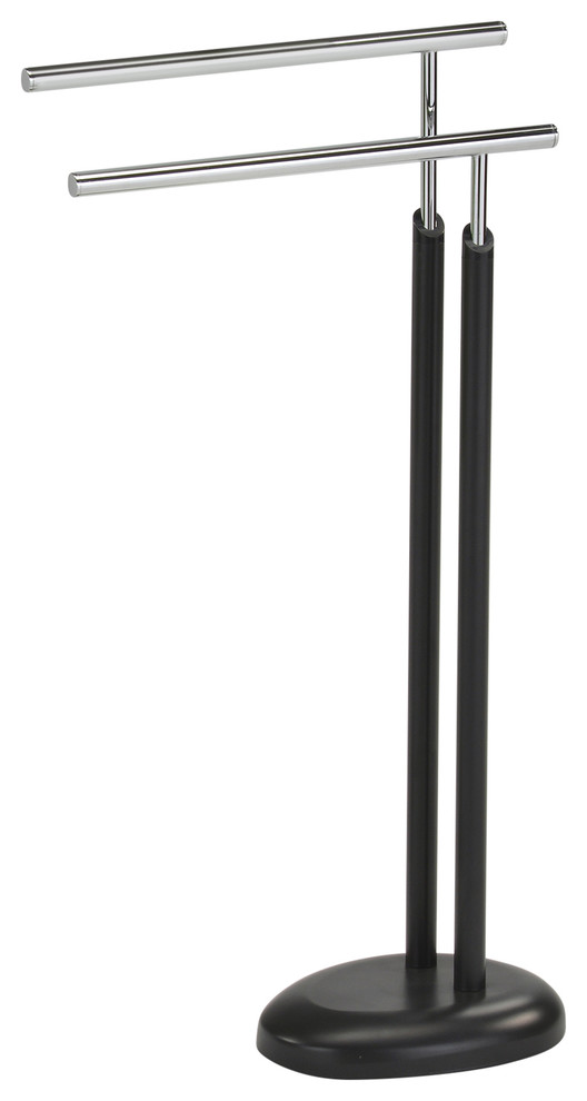 Page Freestanding Double Floor Towel Rack Stand Organizer, Chrome