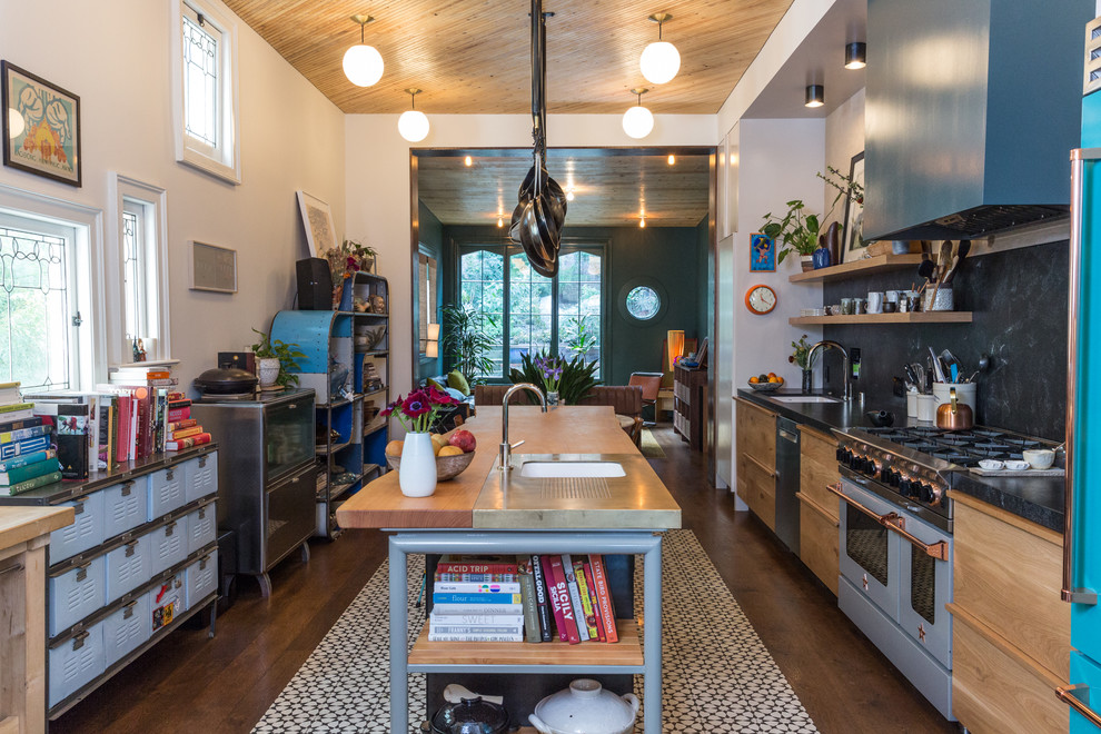 This is an example of an eclectic kitchen in San Francisco.