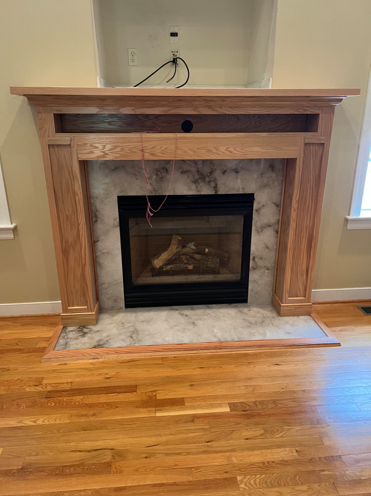 Red Oak Fireplace Mantel Modern Living Room Richmond by HI