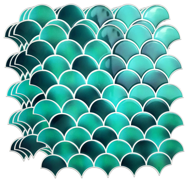 11' x 8" 3D Tile Sticker Fresh Turquoise Kitchen Bathroom, Set of 8