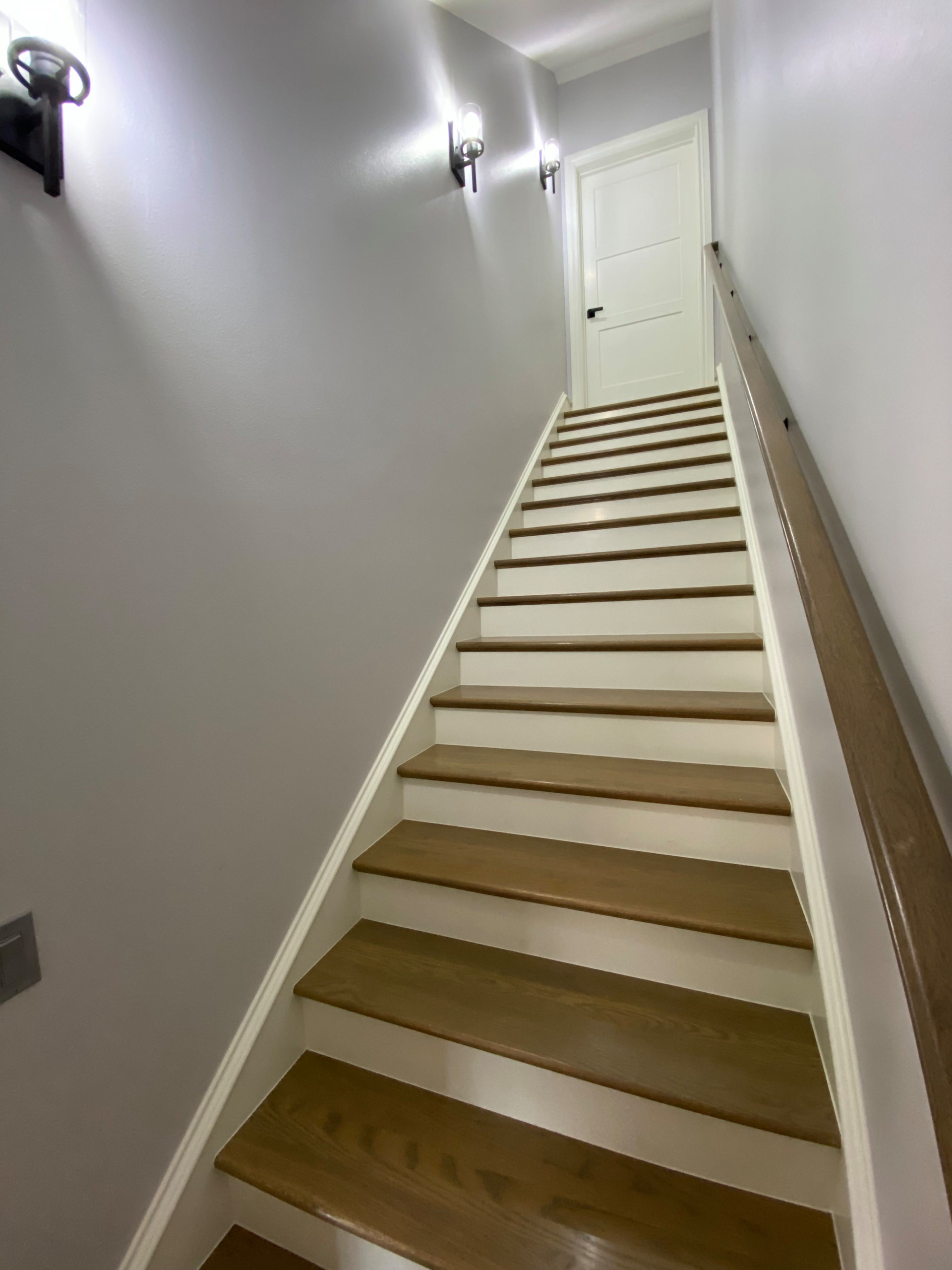 Basement painted and stained staircase