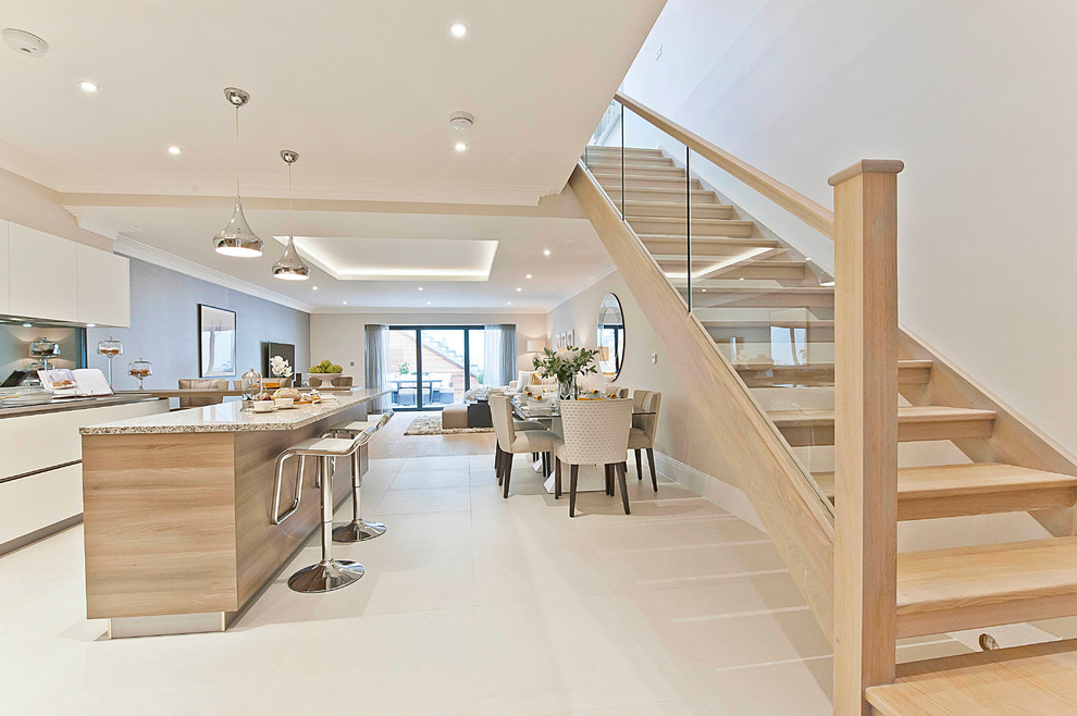 This is an example of a contemporary basement in Surrey.