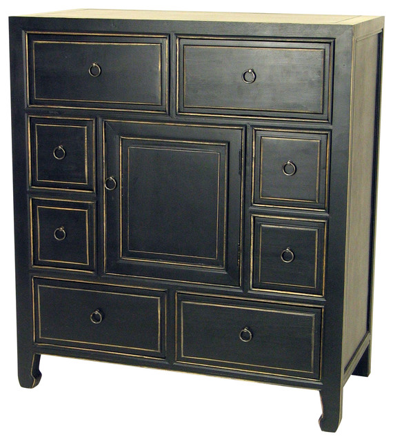 Suchow Apothecary Chest, Black Transitional Accent Chests And