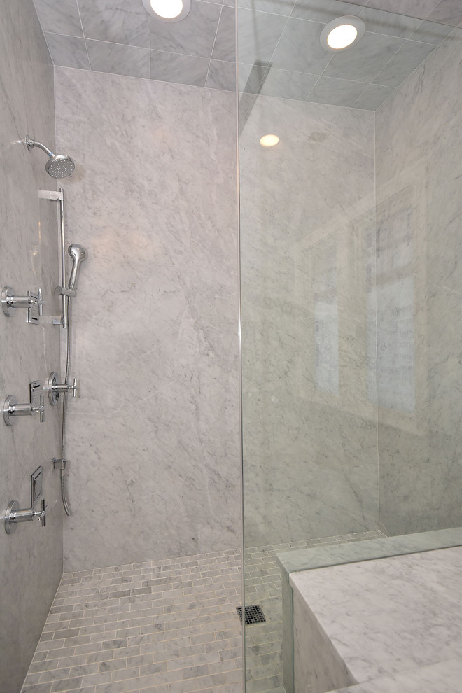 Example of a transitional home design design in Chicago