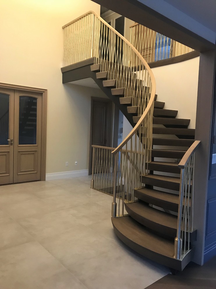 Gold- elegant- wood staircase - Modern - New York - by Architectural ...