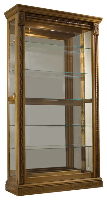 pulaski estate oak two way sliding door curio