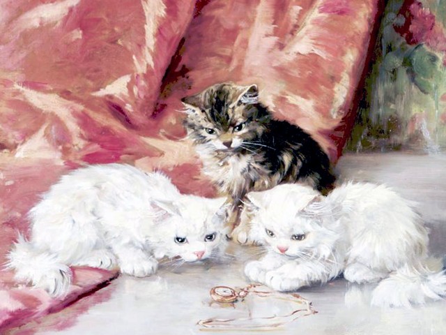 Tile Mural An Intriguing Toy A. Arthur Brunel Cat Pet Kitten, 6"x8", Matte