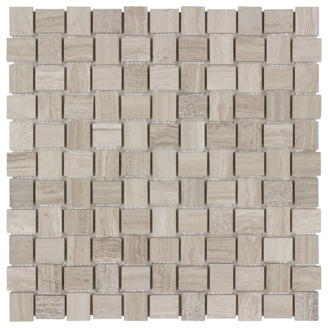 MTO0030 Modern Basket weave Beige Gray Natural Marble Mosaic Tile