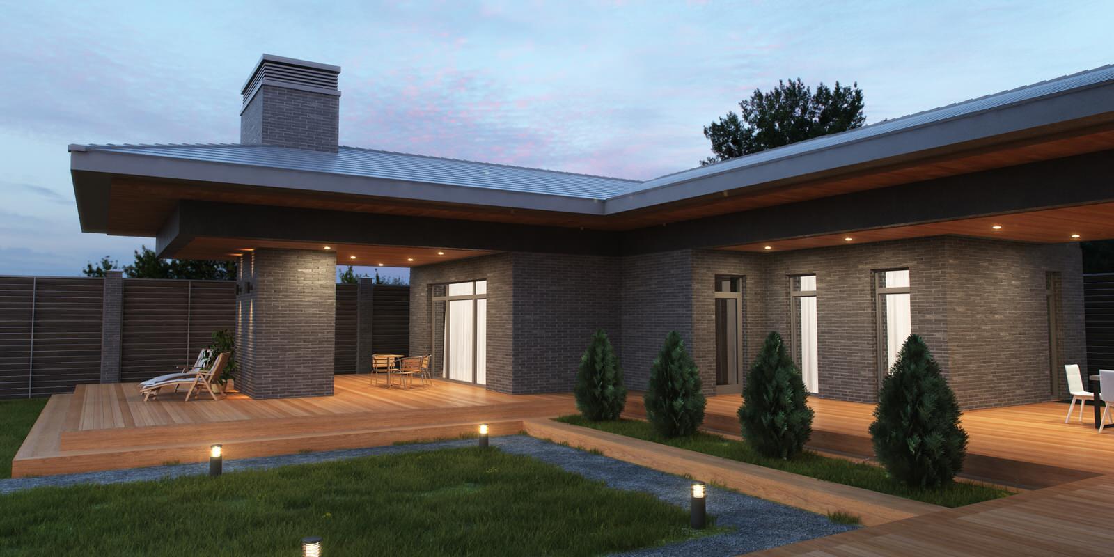 Загородный дом с гаражом и гостевым домом