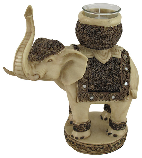 Antiqued Finish Elephant Tealight Votive Candle Holder Candleholders
