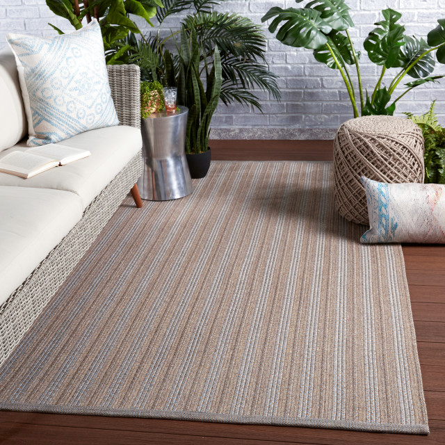 Jaipur Living Topsail Indoor/ Outdoor Striped Area Rug, Gray/Taupe, 5'x8'