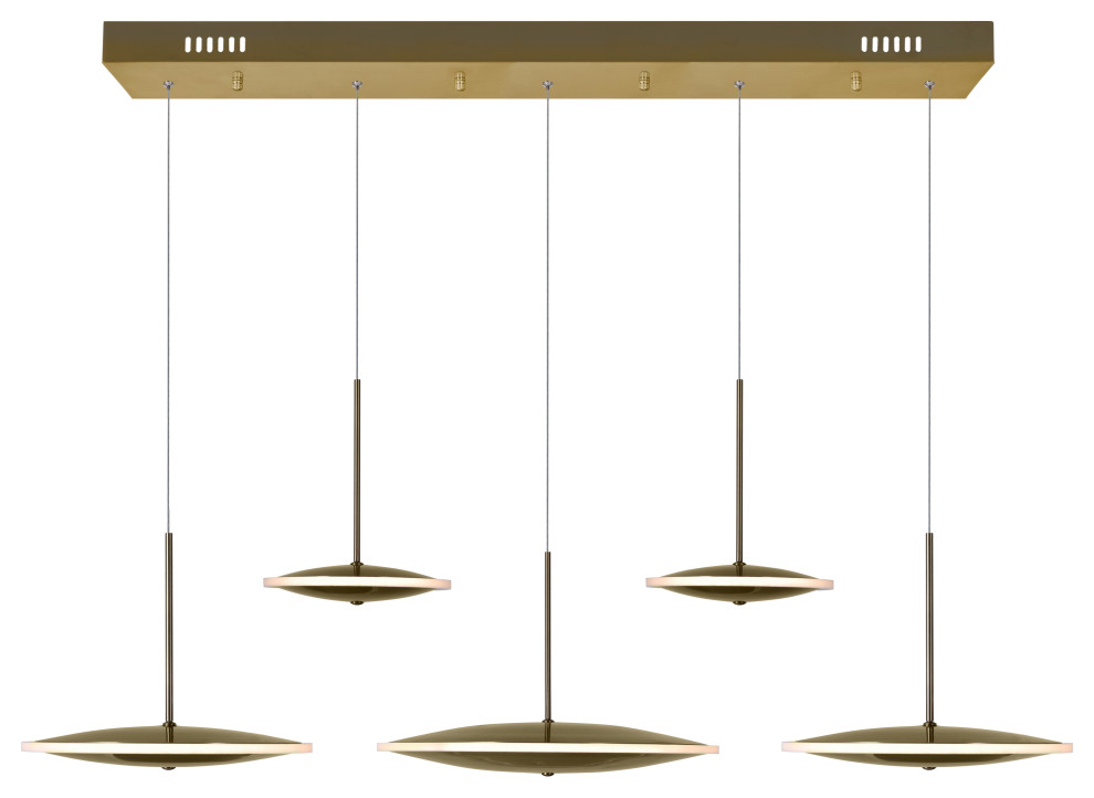 CWI LIGHTING 1204P43-5-625-A LED IslandChandelier with Brass