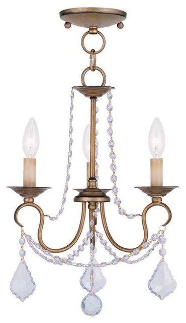 Pennington Convertible Chain-Hang and Ceiling Mount, Antique Gold Leaf