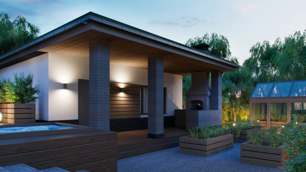 Одноэтажный загородный дом