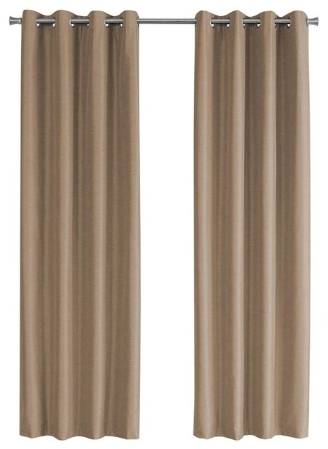 Solid Blackout Curtain Panel In Brown Set Of 2 Contemporary