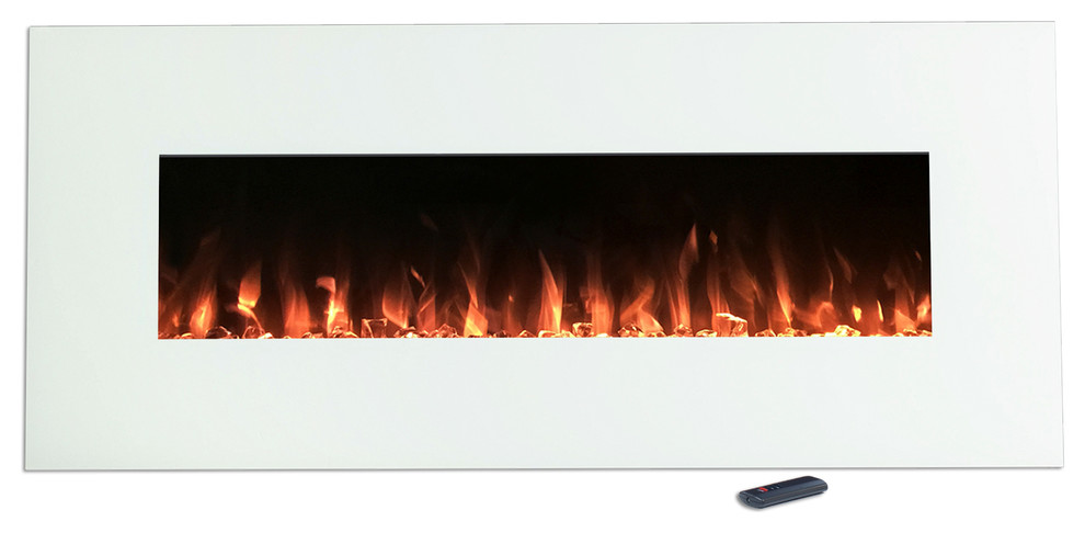 Electric Fireplace Mount, Color LED Flame & Remote, 50 in by Northwest, White