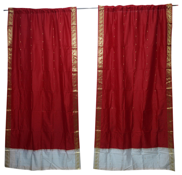 2 Indian Silk Sari Blue Panel Wedding Party Decoration Door Curtains ...