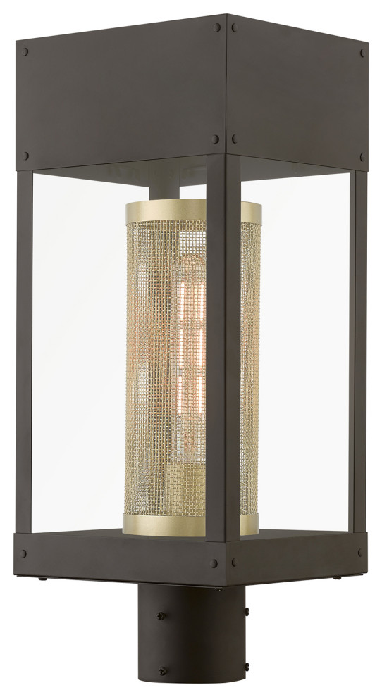 Livex Lighting 20763-07 1 Light Bronze With Soft Gold Candle Outdoor Post