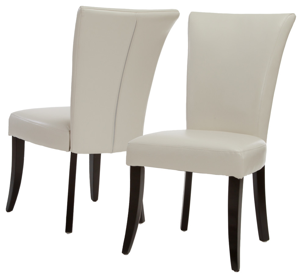 Monroe Ivory Leather Dining Chairs (set of 2) Transitional Dining