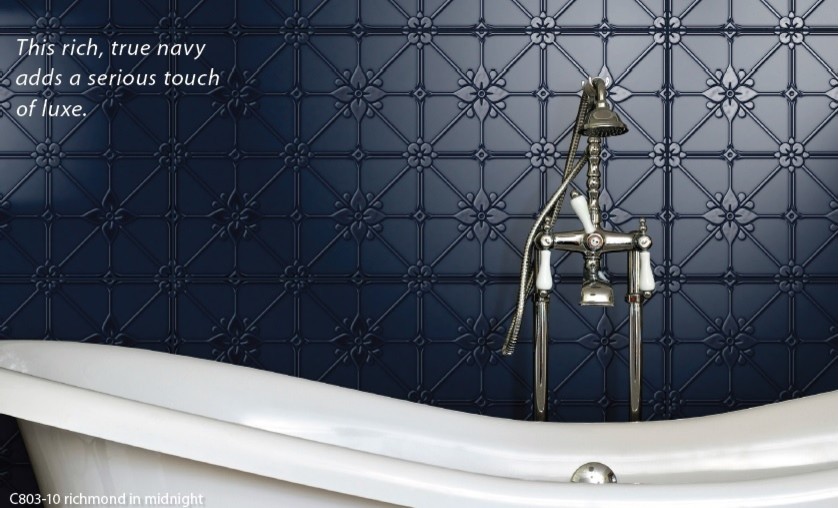 Photo of a traditional bathroom in Brisbane with blue tile and ceramic tile.