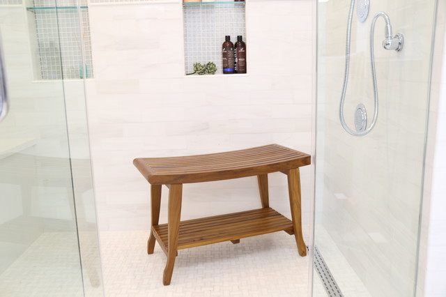 Houzz teak shower bench sale