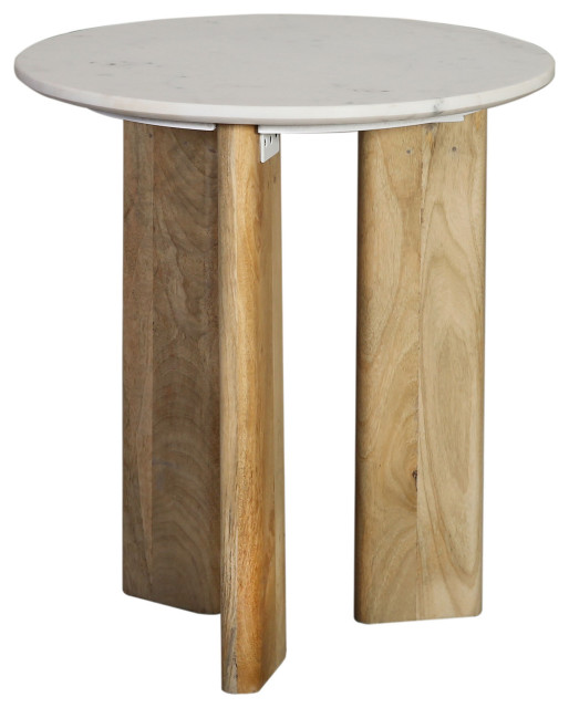 Bryn End Table, White and Natural