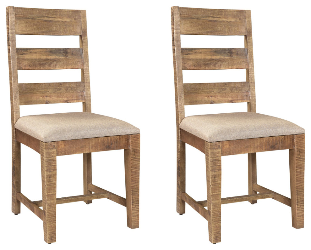 Stafford Slat Back Upholstered Dining Chair, Set of 2 Rustic Dining
