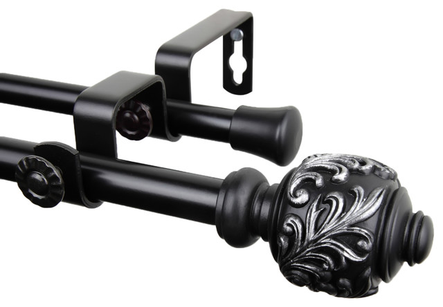 Rod Desyne Home Decorative Tilly Double Curtain Rod Black