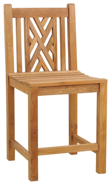 Teak Wood Chippendale Counter Stool Without Arms