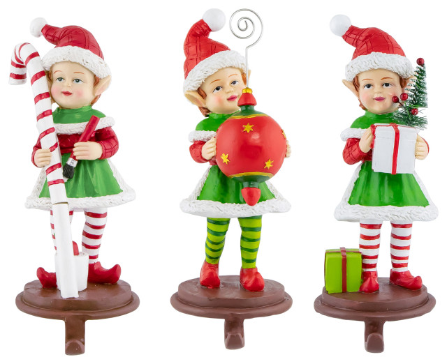 Set of 3 Christmas Elves Stocking Holders 8.5"