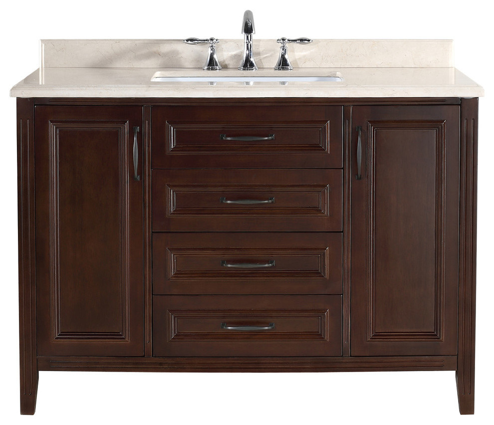 Melville Marble Bathroom Vanity, 48" Contemporary Bathroom Vanities And Sink