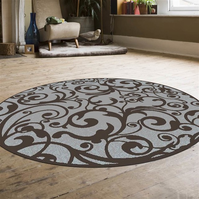 Round Contemporary Area Rug In Gray 5 Ft 3 Dia