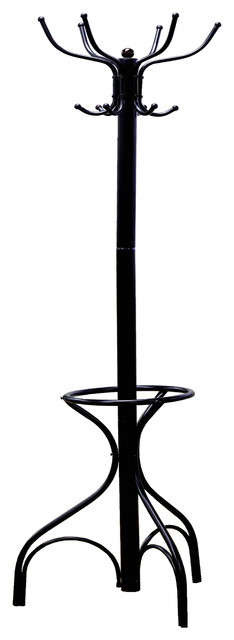 Metal Coat Rack with Black Umbrella Stand in Black