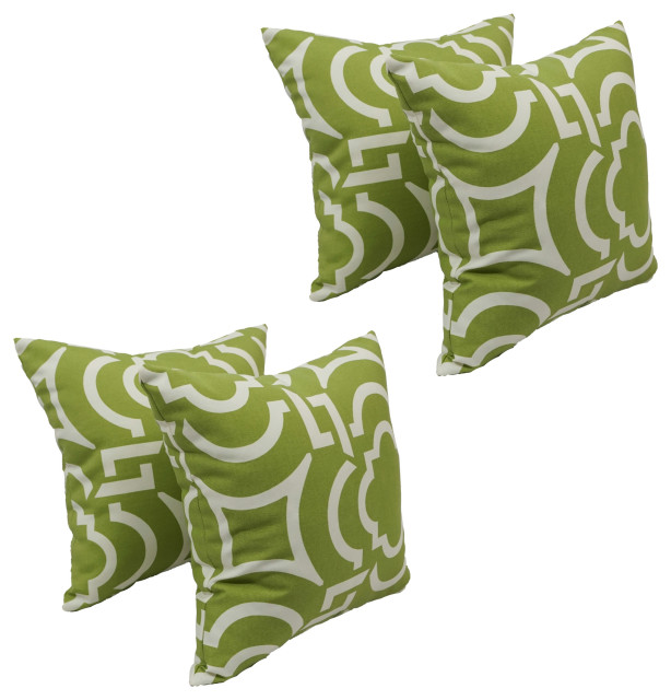 17" Square Polyester Outdoor Throw Pillows, Set of 4, Carmody Kiwi