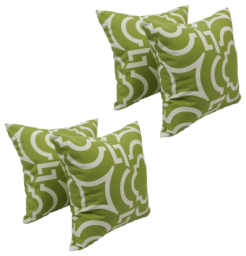 17" Square Polyester Outdoor Throw Pillows, Set of 4, Carmody Kiwi