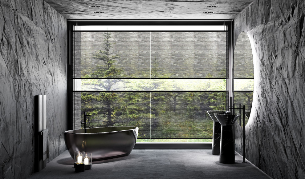 Ванная в черном цвете