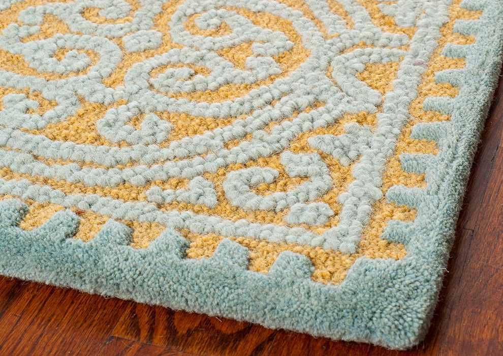 Safavieh Cambridge Cam234A Vintage/Distressed Rug, Blue/Gold, 2'6"x16'0