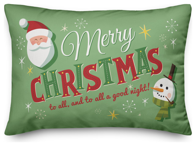 Merry Christmas Retro 14"x20" Throw Pillow Cover