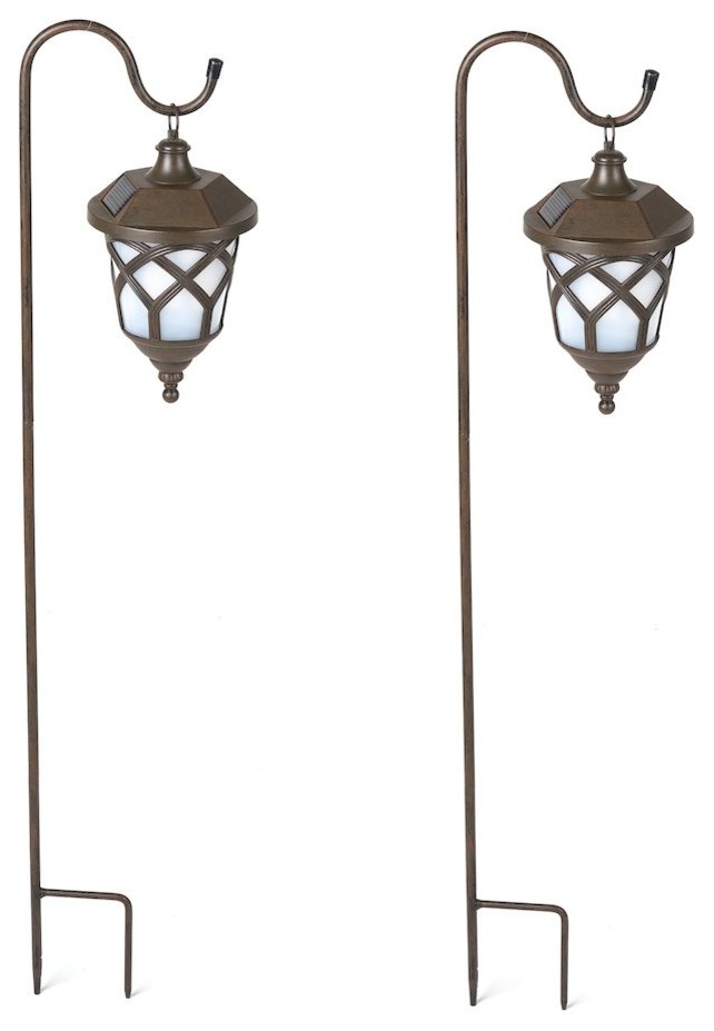 Hanging Solar Lanterns With Shepherd S Hooks Set Of 2